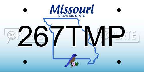 267TMP Missouri License Plate