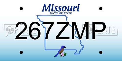 267ZMP Missouri License Plate