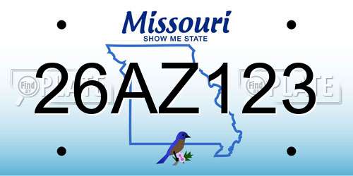 26AZ123 Missouri License Plate