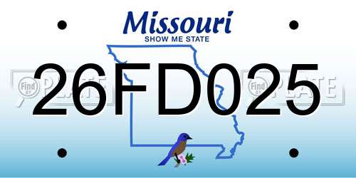 26FD025 Missouri License Plate