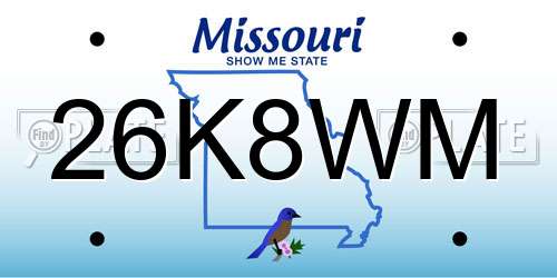 26K8WM Missouri License Plate