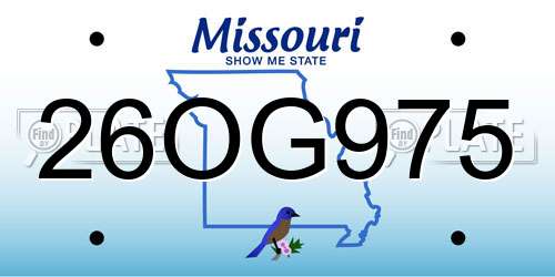 26OG975 Missouri License Plate