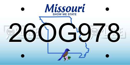 26OG978 Missouri License Plate