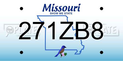 271ZB8 Missouri License Plate