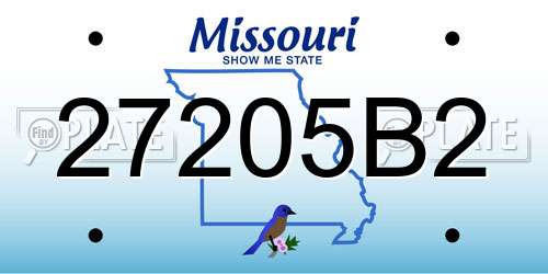 27205B2 Missouri License Plate