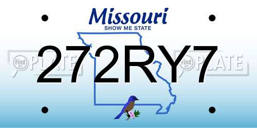 272RY7 Missouri License Plate