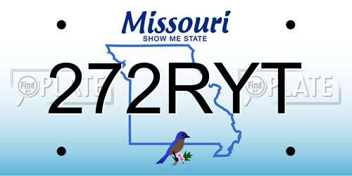272RYT Missouri License Plate
