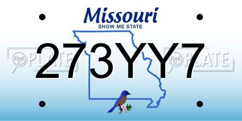 273YY7 Missouri License Plate