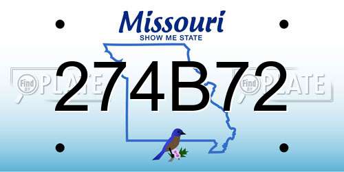 274B72 Missouri License Plate