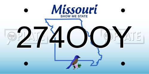 274OOY Missouri License Plate