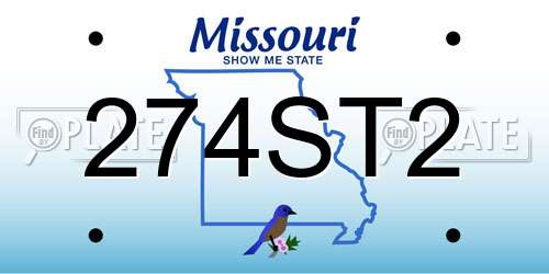 274ST2 Missouri License Plate