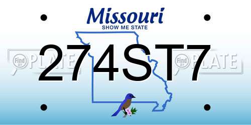 274ST7 Missouri License Plate
