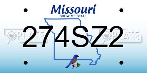 274SZ2 Missouri License Plate