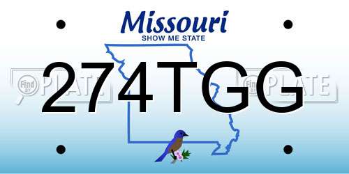 274TGG Missouri License Plate