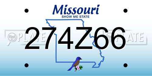 274Z66 Missouri License Plate