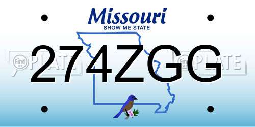 274ZGG Missouri License Plate