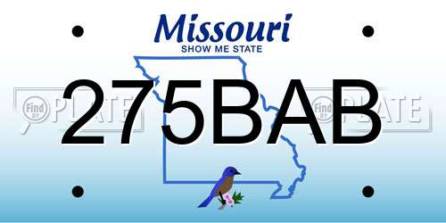 275BAB Missouri License Plate