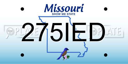 275IED Missouri License Plate