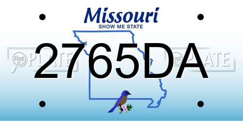 2765DA Missouri License Plate