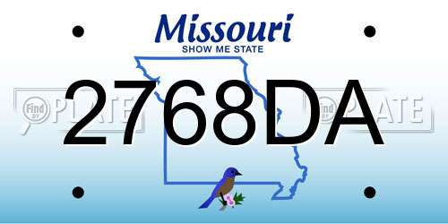 2768DA Missouri License Plate