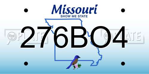 276BO4 Missouri License Plate