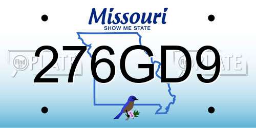 276GD9 Missouri License Plate