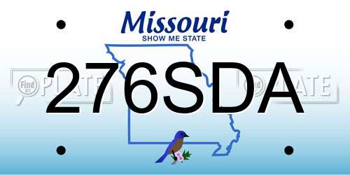 276SDA Missouri License Plate