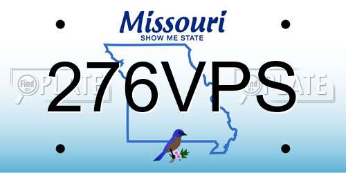 276VPS Missouri License Plate