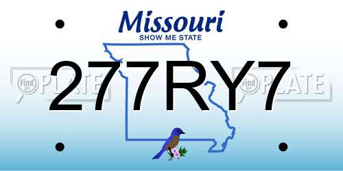 277RY7 Missouri License Plate