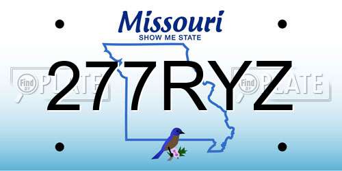 277RYZ Missouri License Plate