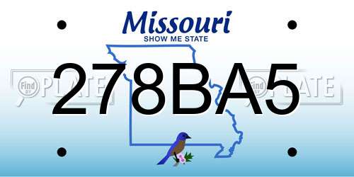 278BA5 Missouri License Plate