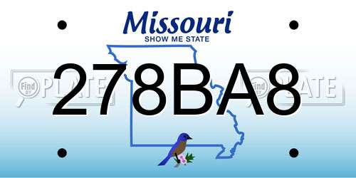 278BA8 Missouri License Plate