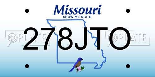 278JTO Missouri License Plate