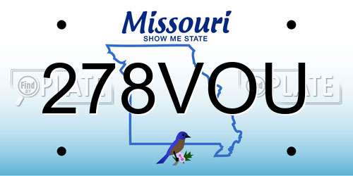 278VOU Missouri License Plate