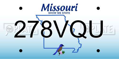 278VQU Missouri License Plate