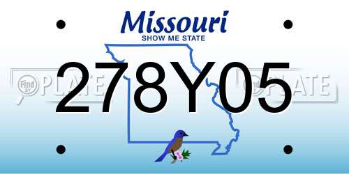 278Y05 Missouri License Plate
