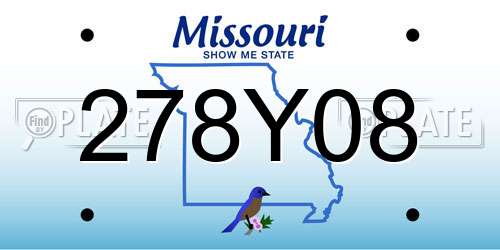 278Y08 Missouri License Plate