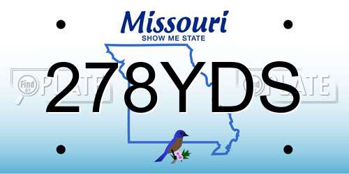 278YDS Missouri License Plate