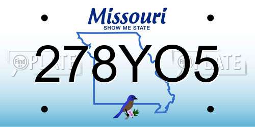 278YO5 Missouri License Plate