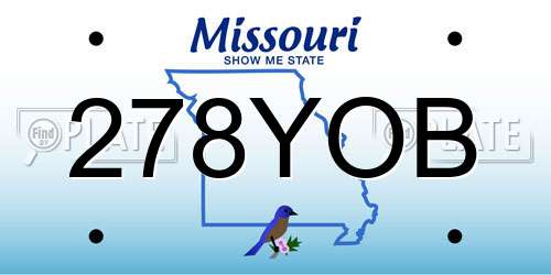 278YOB Missouri License Plate