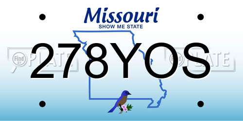 278YOS Missouri License Plate