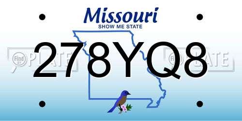 278YQ8 Missouri License Plate