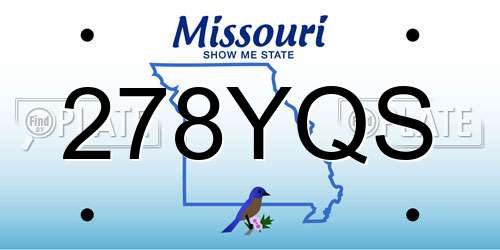 278YQS Missouri License Plate