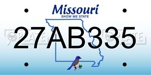 27AB335 Missouri License Plate