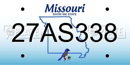 27AS338 Missouri License Plate
