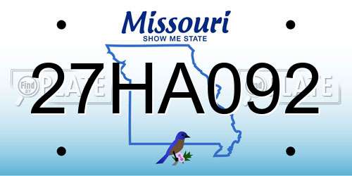 27HA092 Missouri License Plate