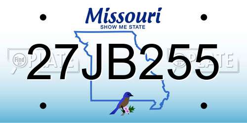 27JB255 Missouri License Plate