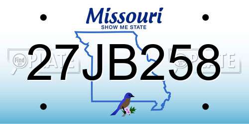 27JB258 Missouri License Plate