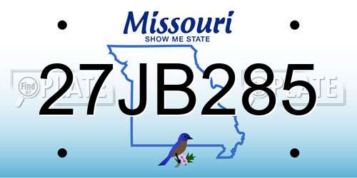 27JB285 Missouri License Plate