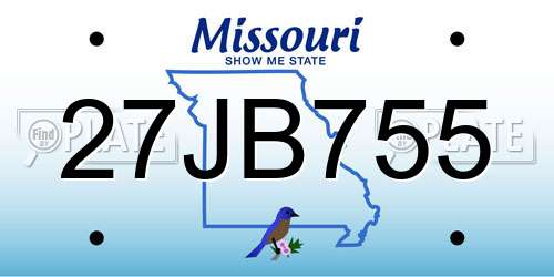 27JB755 Missouri License Plate
